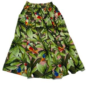 Her Destiny Women Tropical Print Maxi Skirt Multicolor Birds Floral Plus 1XL